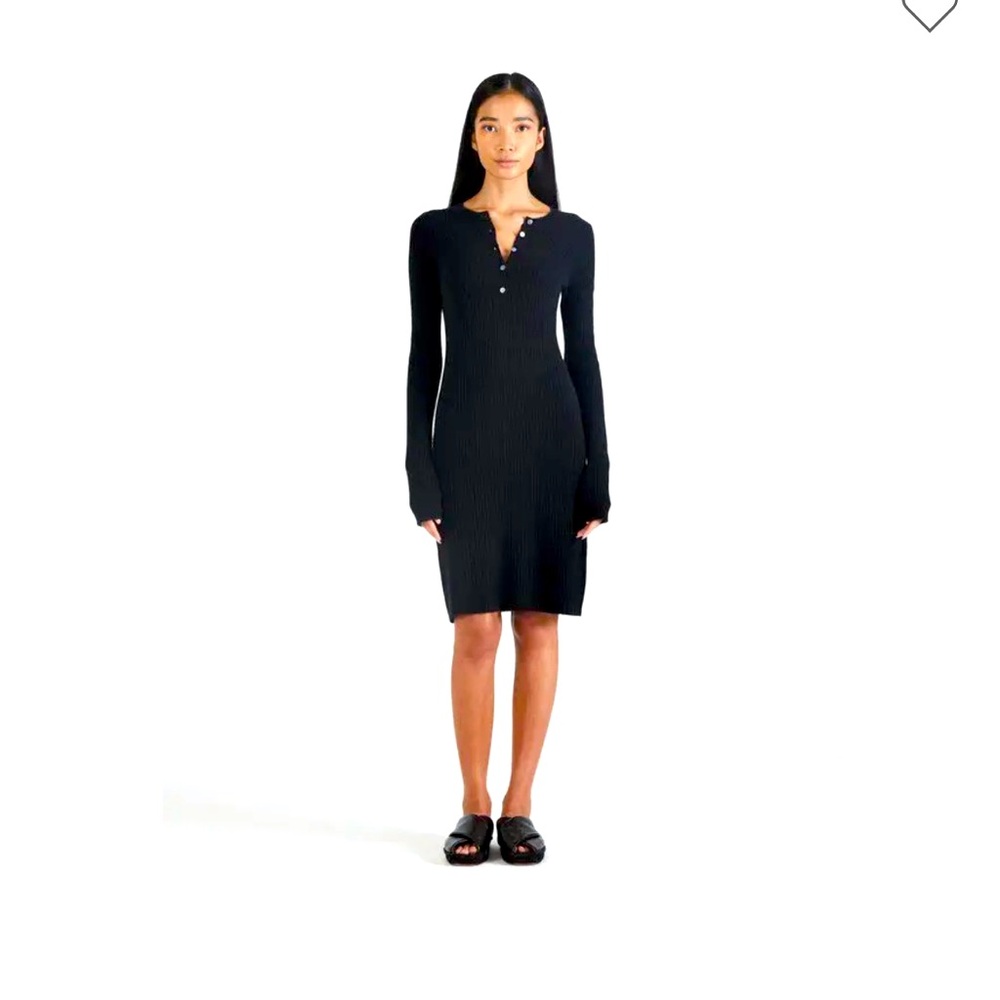 ATM Cashmere Blend Henley Sweater Dress. Size L.